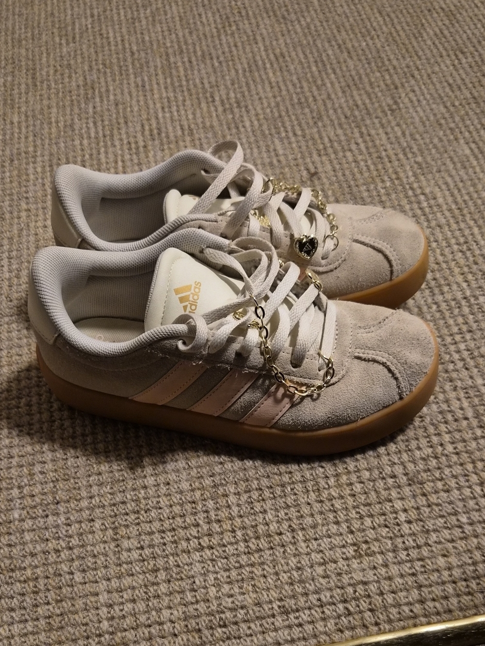 Adidas Suede Sneaker in Light Beige with Gum Sole